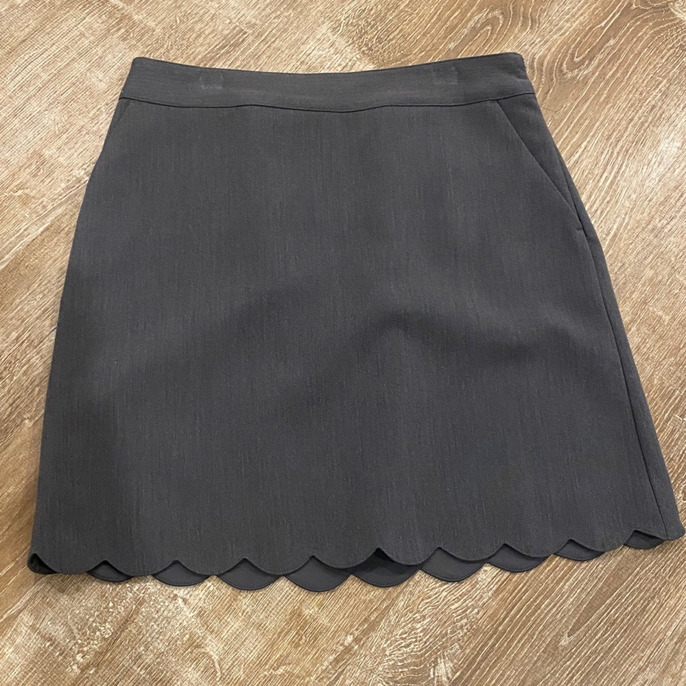 LOFT Charcoal Pencil Skirt with Scalloped Hem